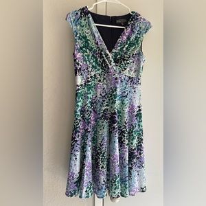 JESSICA HOWARD Sleeveless Fit and Flare V-neck Patterned Midi Dress 4